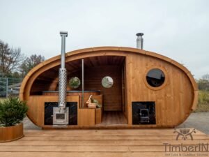 Oval utomhusbastu med integrerat bubbelbadkar (67)