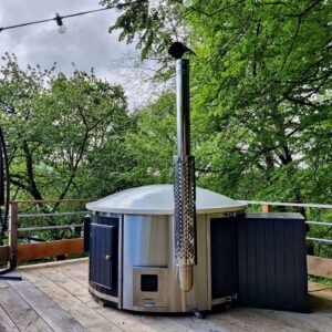 Integrerad vedeldad kamin för badtunna – 30 kW i 316 rostfritt stål