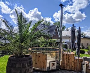 Integrerad vedeldad kamin för badtunna – 30 kW i 316 rostfritt stål
