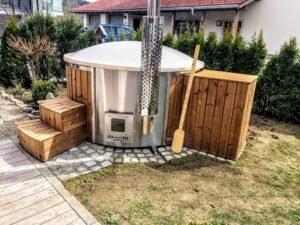 Integrerad vedeldad kamin för badtunna – 30 kW i 316 rostfritt stål