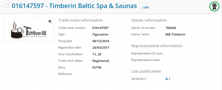 Registrering av varumärket TimberIN hos EUIPO